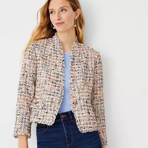Ann taylor tweed blazer jacket separate size MP popcorn